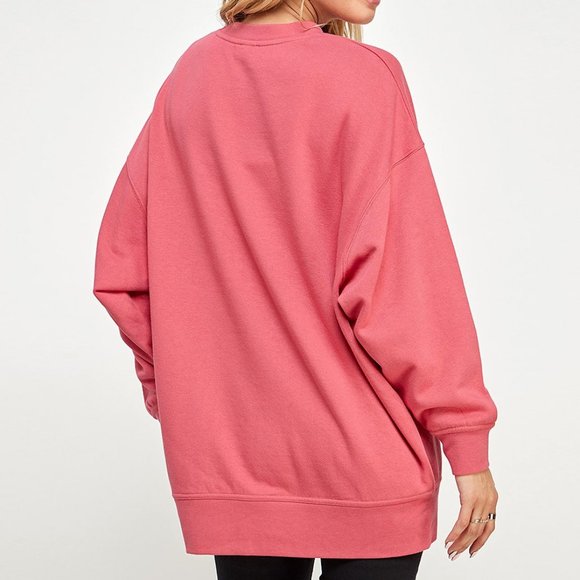 NEW Reflex Soft Longline Tunic Oversize Fleece Lined Crew Neck Sweatshirt Top - Picture 9 of 10